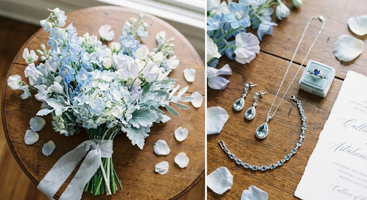 Nice flowers and jewelery on a table