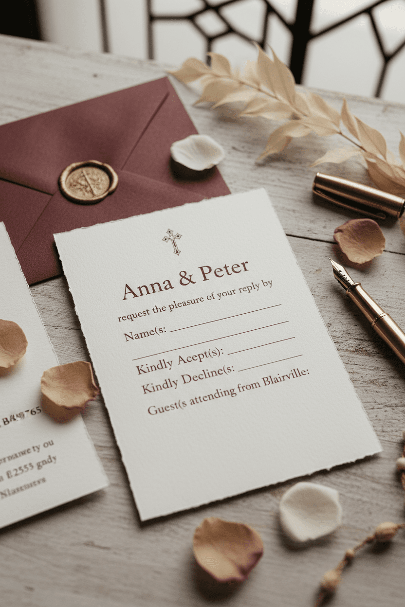 AI generated RSVP card matching wedding theme