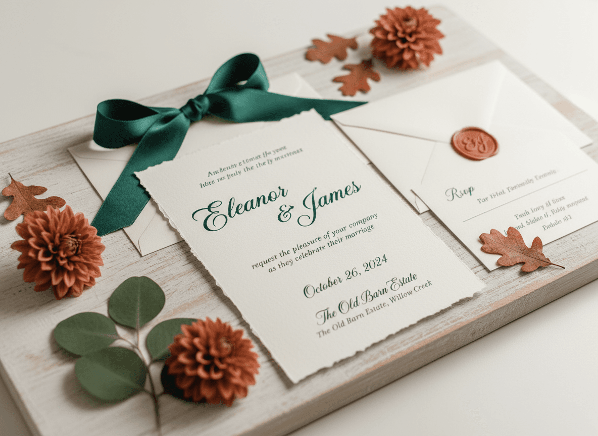 Eleanor & James wedding invitation example