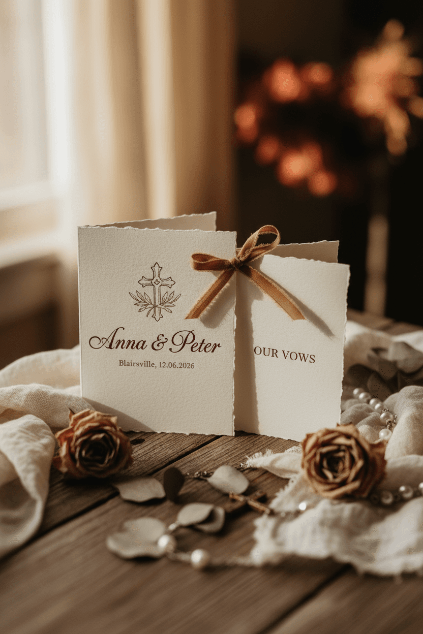 AI generated wedding vows card with elegant typography