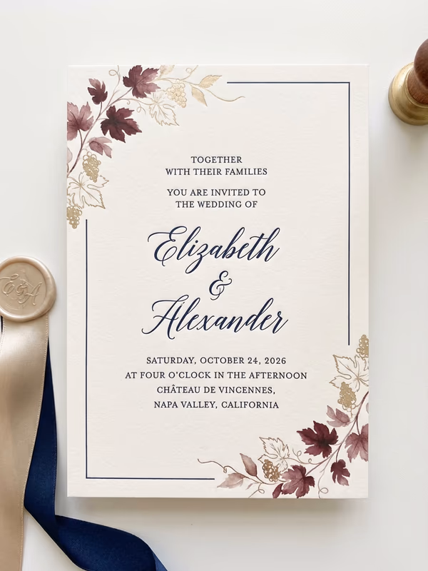 Classic Navy & Burgundy invitation
