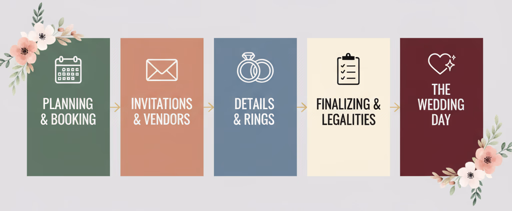 Wedding timeline from Planning & booking to the wedding day