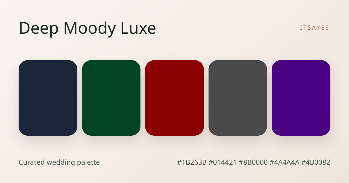 Deep Moody Luxe 2026 Wedding Palette – Moody and luxurious Colors | ItsaYes