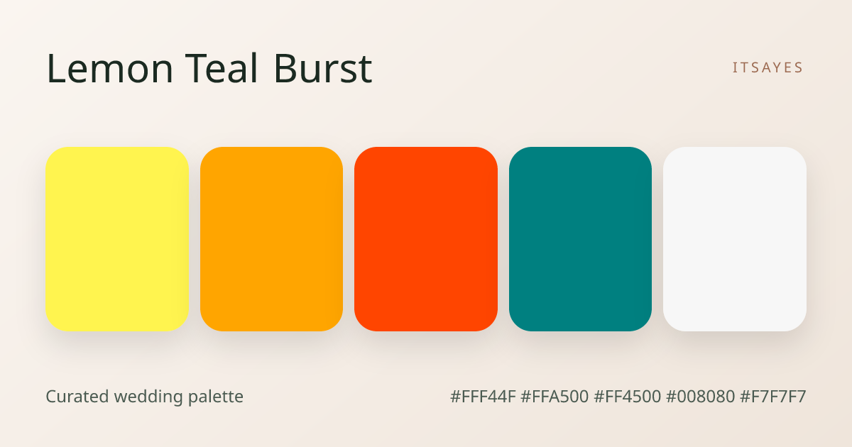 Lemon Teal Burst 2026 Wedding Palette – Bold and natural Colors | ItsaYes